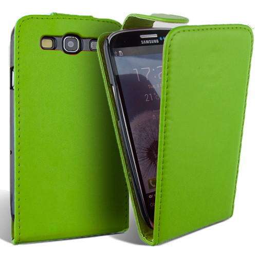 PU Leather Flip Case for Samsung Galaxy S3 i9300 (Green) + Screen Protector + Stylus