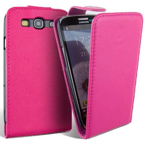 PU Leather Flip Case for Samsung Galaxy S3 i9300 (Pink) + Screen Protector + Stylus