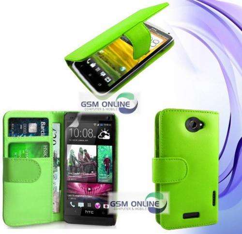 PU Leather Wallet Flip Case Pouch for HTC One X (Green) + Screen Protector + Mini Stylus