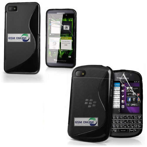 S-Line Gel Case Cover for Blackberry Z10 OR Q10 + Screen Protector