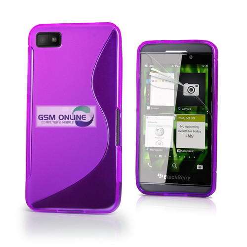 S-Line Gel Case Cover for Blackberry Z10 (Purple) + Screen Protector