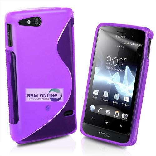 S-Line Gel Case Cover for Sony Xperia Go ST27i + Screen Protector (Purple)