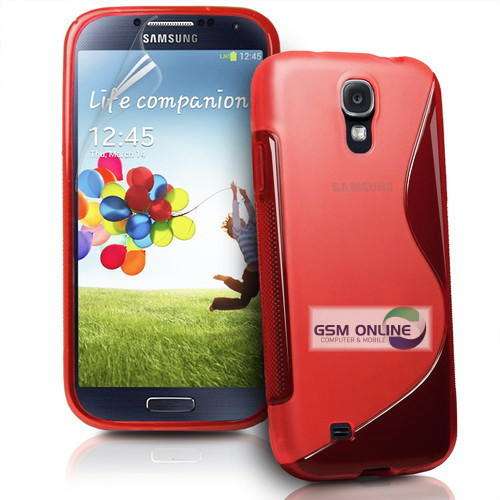 S-Line Gel Case Cover for Samsung Galaxy S4 i9500 (Red) + Screen Protector