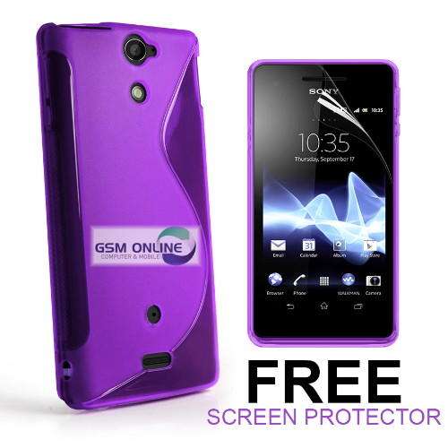 S-Line Case Cover for Sony Xperia V Lt25i (Purple) + Screen Protector