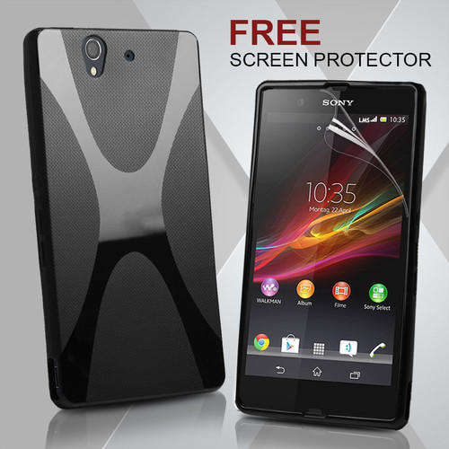 X Line Case Cover Pouch for Sony Xperia Z (Black) + Screen Protector