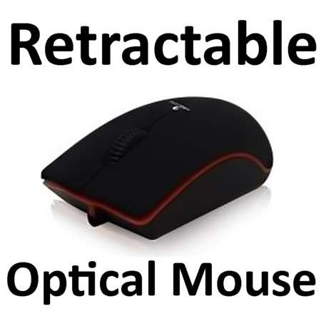 USB Retractable Optical Mouse for Laptops