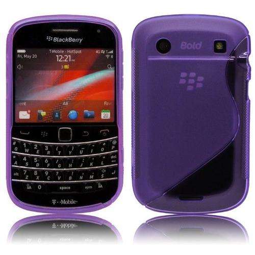 S Line Gel Case Cover for Blackberry Bold 9900 9930 (Purple) + Screen Protector