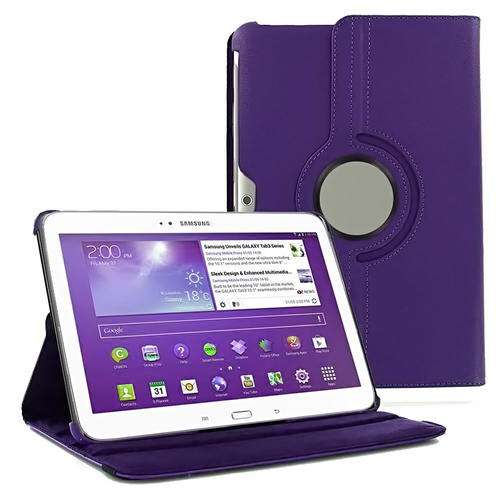 360 Degree Rotating Case For Samsung Galaxy Tab 3 10.1 P5200 P5220 Purple