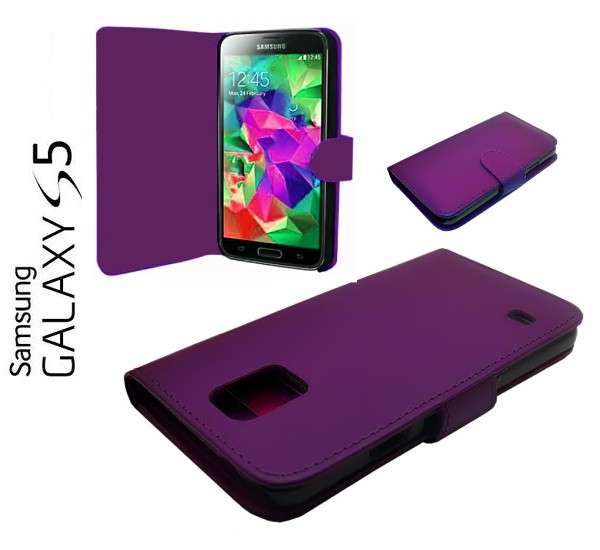 Samsung Galaxy S5 Book Type Flip Case (Purple) Samsung Galaxy S5 i9600