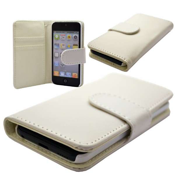 Wallet Flip Case for iPod Touch 5 + Screen Protector + Silver Stylus (White) - Cheap Shipping