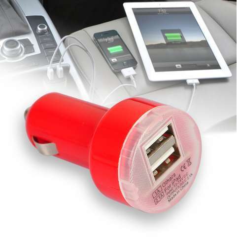 Mini Dual 2.1A + 1A USB Car Charger for Apple / Samsung / Blackberry / Nokia / GPS  - Cheap Shipping