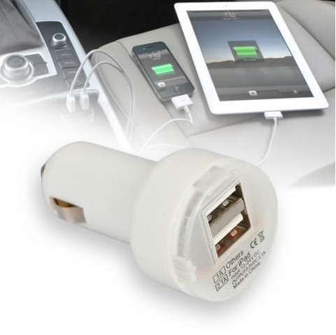 Mini Dual 2.1A + 1A USB Car Charger for Apple / Samsung / Blackberry / Nokia / GPS  - Cheap Shipping