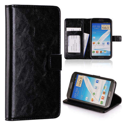 PU Leather Wallet Stand Flip Case for Samsung Galaxy Note 2 N7100 (Black) - Cheap Shipping