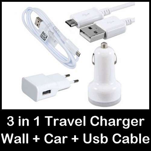 USB 1A Car + 2A Wall Charger + Micro USB Cable for Samsung Blackberry HTC Sony Nokia