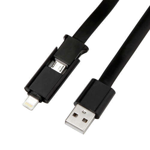 2 in 1 Micro USB & Lightning Sync & Charge Cable (Black&White) - Cheap Shipping