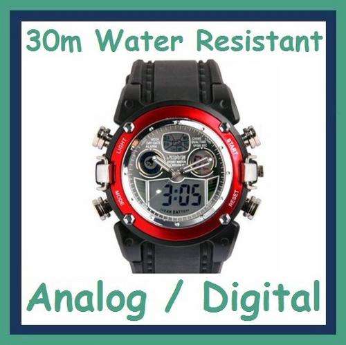 Ohsen Analog & Digital Mens Sports Quartz Wrist Watch - Red