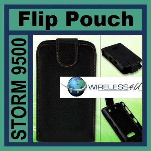 Blackberry Storm 9500 / 9530 Leather Flip Pouch + Free Screen Protector