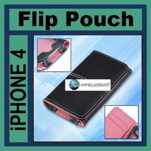 Apple iPhone 4 Wallet  Flip Case Pouch + Free Screen Protector