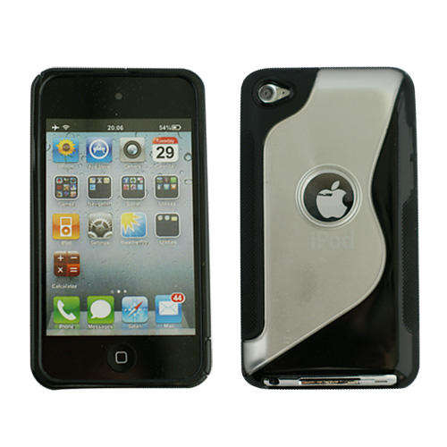 TPU Hard Back Case Cover for iPod Touch 4 Black