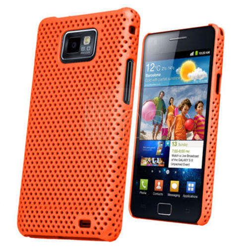 Mesh Hard Back Rubber Case for Samsung Galaxy S2 i9100 Orange