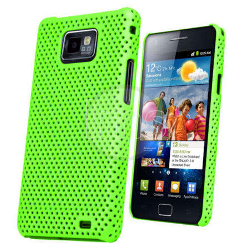 Mesh Hard Back Rubber Case for Samsung Galaxy S2 i9100 Bright Green