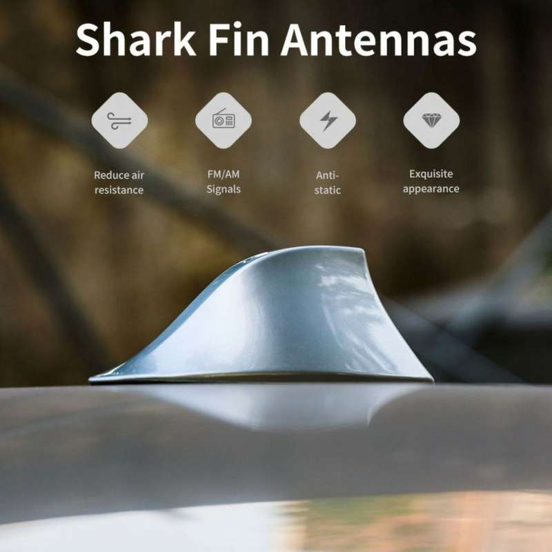 Universal FM Radio Shark Fin Car Antenna Aerial Roof Signal Enhancer- WHITE