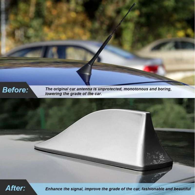 Universal FM Radio Shark Fin Car Antenna Aerial Roof Signal Enhancer- WHITE