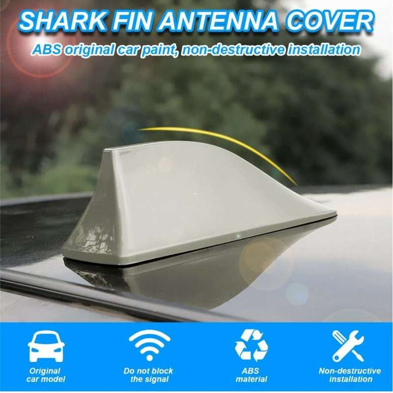 Universal FM Radio Shark Fin Car Antenna Aerial Roof Signal Enhancer - WHITE