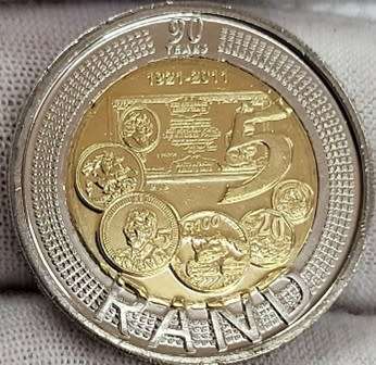 2021 South-Africa Reserve Bank 100 Years Commemorative R5 Coin