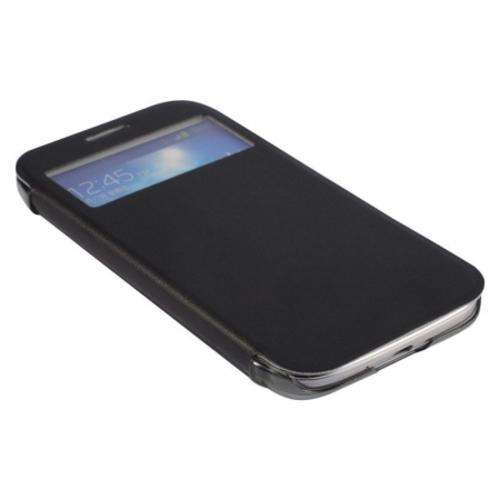 Quality Ultra-thin Flip Cover S View Case for Samsung Galaxy S4 I9500 - Black