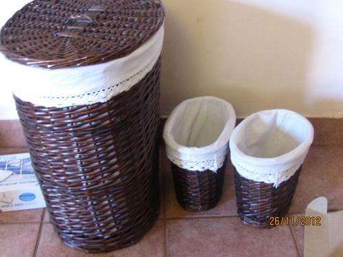 3 Piece Wicker Loundry Basket and Bin Set