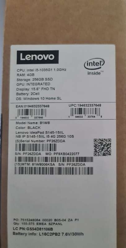 Lenovo Ideapad S145-15IIL i5 i5 10th Gen with 20GB RAM 256GB SDD Windows 10 15.6 inch