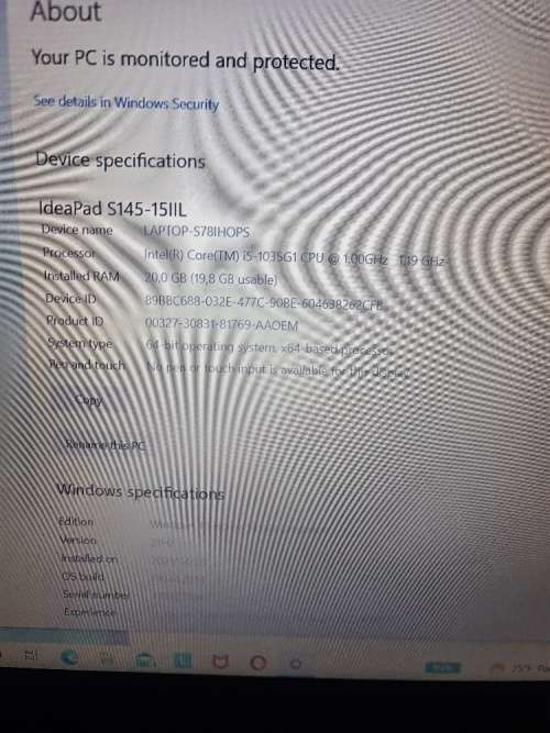 Lenovo Ideapad S145-15IIL i5 i5 10th Gen with 20GB RAM 256GB SDD Windows 10 15.6 inch