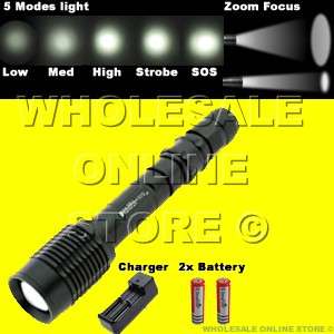 CREE XML T6 1600LM 5 Mode Zoom Focus LED Flashlight Torch