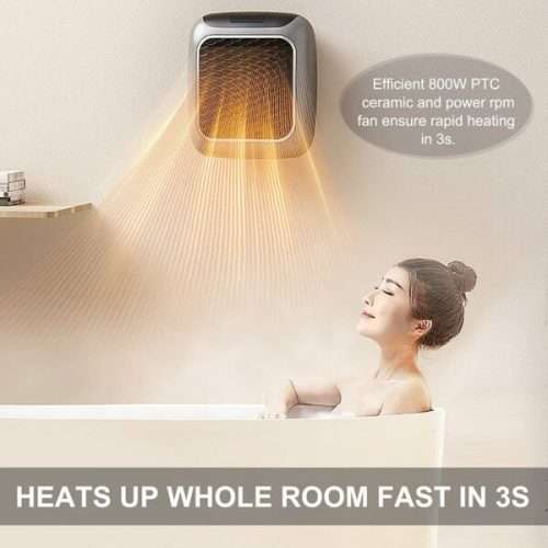 Mini Fan Heater Wall Outlet Heater 800W with Remote Control