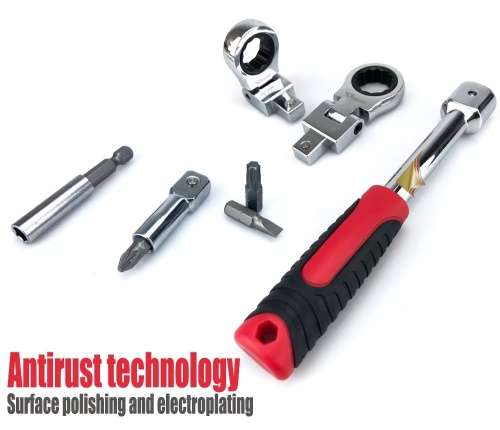 20PCS Elbow Ratchet Wrench Set, Metric Rotary Combination Wrench, with Interchangeable Reducer
