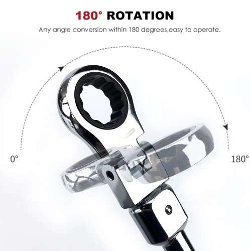 20PCS Elbow Ratchet Wrench Set, Metric Rotary Combination Wrench, with Interchangeable Reducer