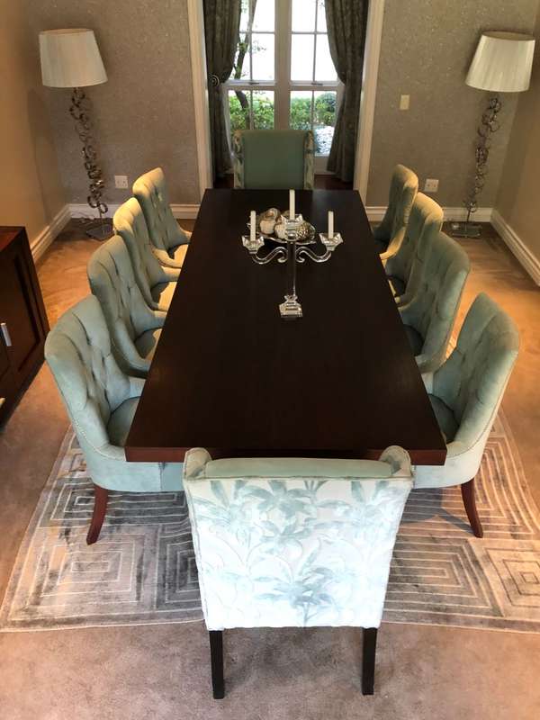 10 Seater dining room table and chairs - (custom made)