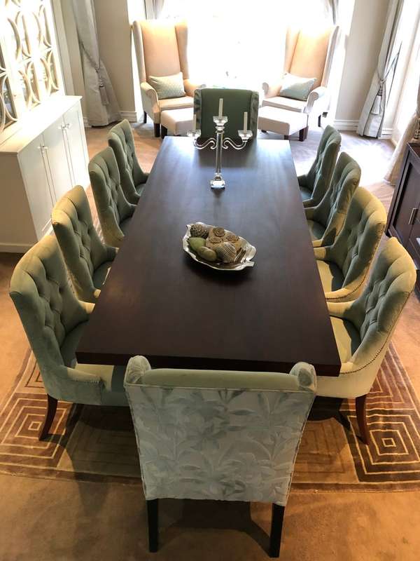 10 Seater dining room table and chairs - (custom made)