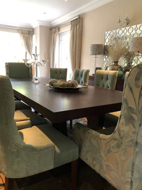 10 Seater dining room table and chairs - (custom made)