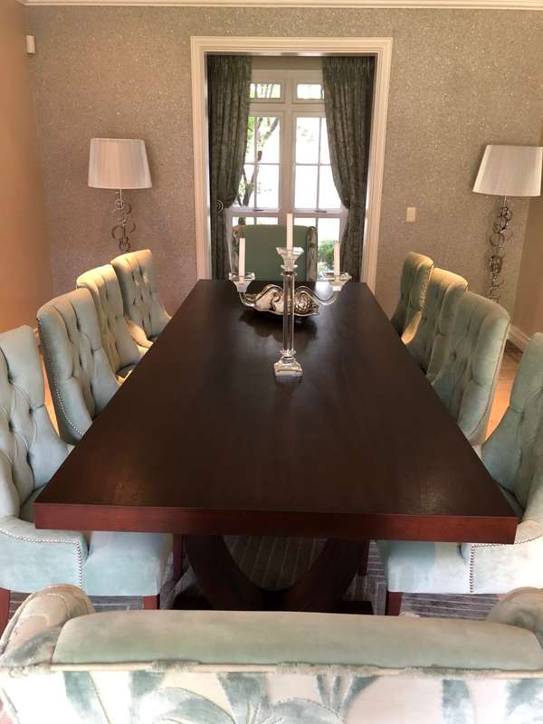 10 Seater dining room table and chairs - (custom made)
