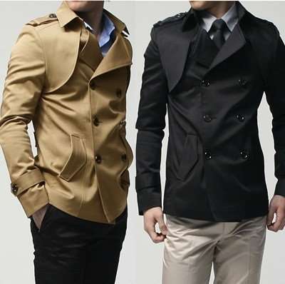 NEW Men's double-breasted Slim Trench Coat / windbreaker / dust coat S M L