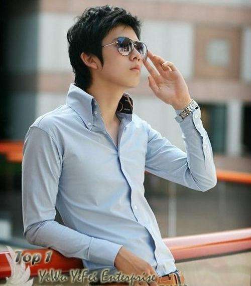 R699***New Men Slim Fit Silk Sleeve&Collar Stylish Shirts
