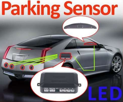 Parking Sensor - Car LED Parking Reverse Backup Radar System with Backlight Display + 4 Sensors