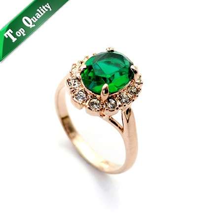 Green Crystal 18K Gold Plated Ring Jewelry Made with Genuine SWAROVSKI ELEMENTS