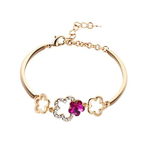 14K Gold Plated Auden Rhinestone Bracelet Charm Bangle