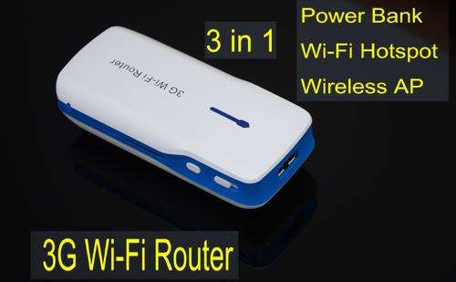3 in 1 150Mbps 3G WIFI Wireless Router with Mobile Power (5200mAh + 3G Hotspot + Wireless AP) - Blue