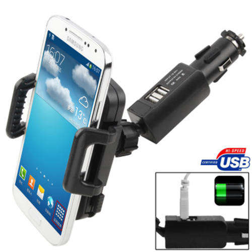 Dual USB Car Charger with Universal Mount for Samsung Galaxy, Nokia Lumia / iPhone / HTC One etc