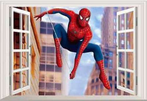 3D Spider Man in Window - Wall Decal Sticker - Style 2