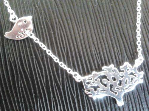 Unique ... "Bird & Tree" Necklace, 925 silver filled